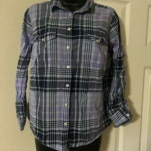 St. John's Bay Button Down Shirt Purple and Blue